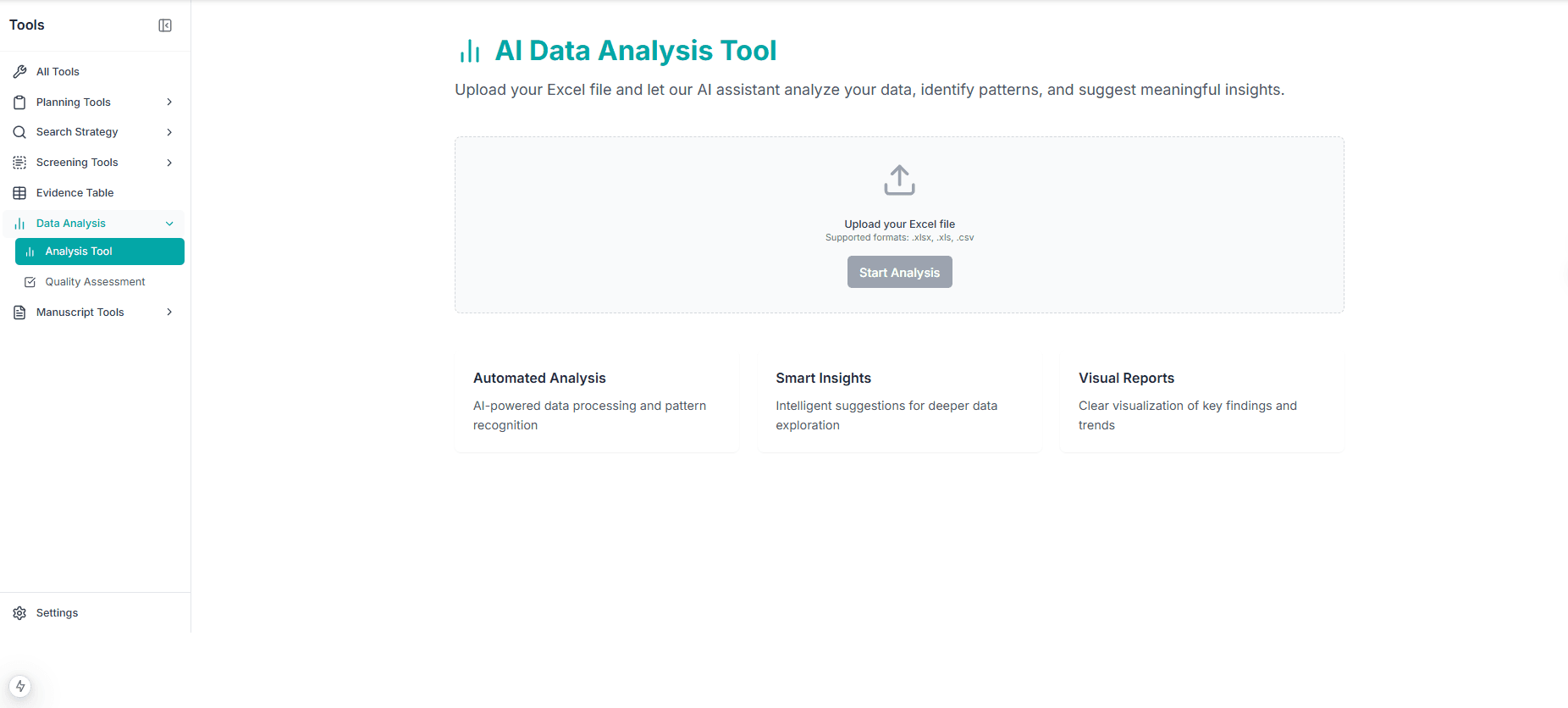 Data Analysis Tool Interface