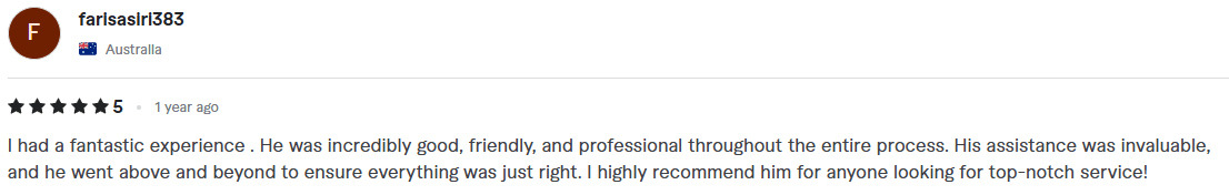 Original screenshot of Fiverr review 04, about George Burchell's consulting