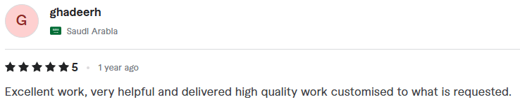 Original screenshot of Fiverr review 07, about George Burchell's consulting